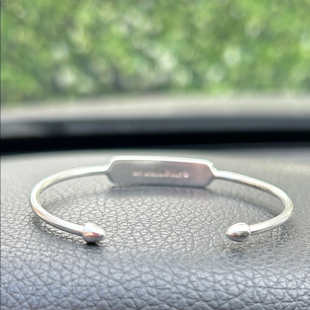 Stella & Dot Sterling Silver 'God is Love' Inspirational Cuff Bracelet - Picture 2 of 3